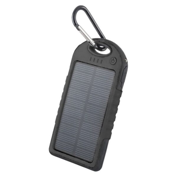 Forever 5000 mAh 太阳能移动电源，带太阳能电池，黑色
