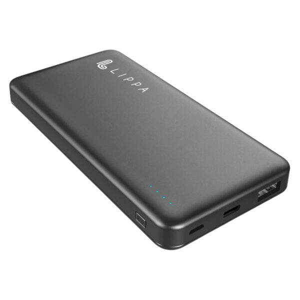 Lippa 10.000 mAh powerbank 18W USB-C PD en QC USB-A uitgang, Zwart