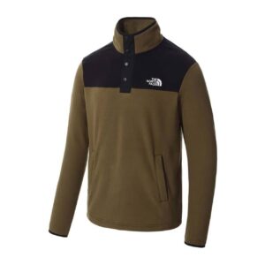 The North Face Mens Homesafe Snap Neck Fleece Pullover (GREEN (MILITARY OLIVE/TNF BLACK) Small (S))