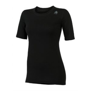 Aclima Womens Lightwool T-shirt Classic (BLACK (JET BLACK) Large (L))