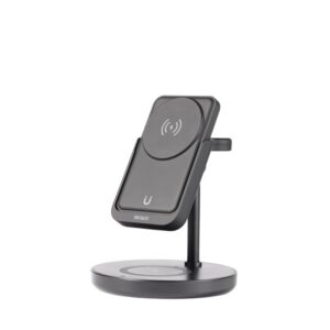 Deltaco Magnetic wireless charger with detachable powerbank iPhones/Apple watch/earbuds black