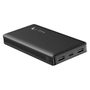 Lippa 20.000 mAh Powerbank 18W USB-C PD & 2 x QC USB-A Output - Black Powerbank - Sort - 20000 Ah