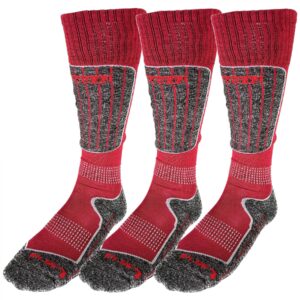 Accezzi Merino 20, calcetines de esquí, 3 pares, rojo