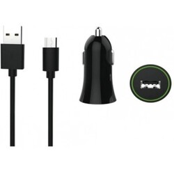 Biloplader 12W USB-A - MicroUSB, 1m, sort