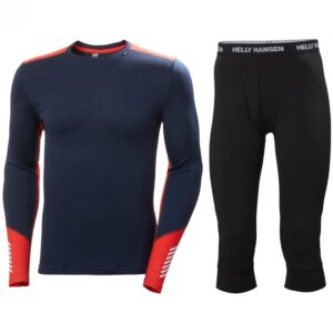 Helly Hansen Lifa Merino Midweight Crew 3/4 Pant Set, herre, navy/sort