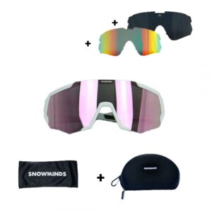 The Snowminds White Out Sports Glasses + 3 Lenses + Case