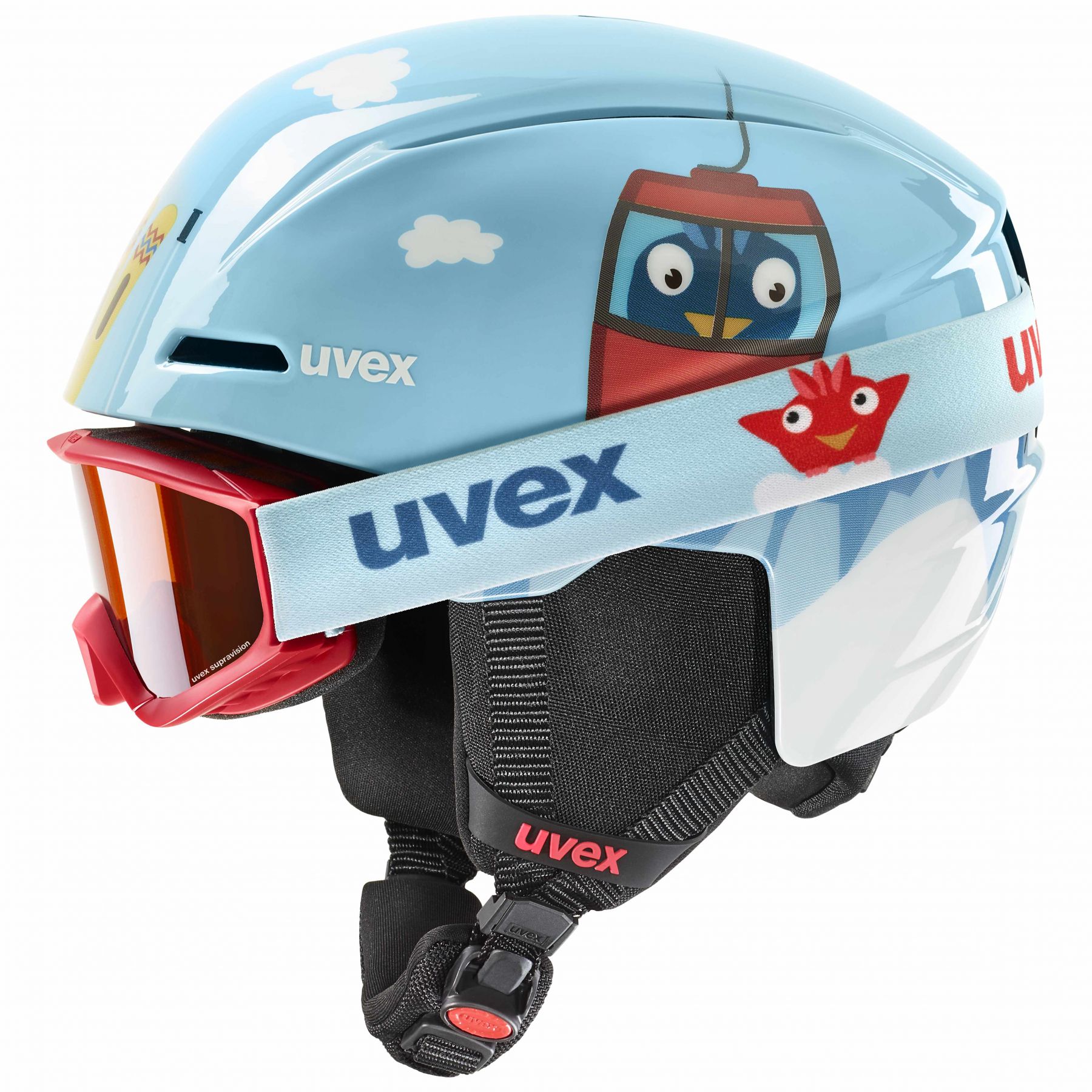 Uvex Viti Set, skihjelm + skibriller, junior, lyseblå – Caminoking.dk