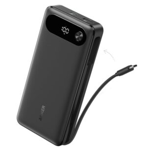 Anker Power Bank (20K 87W Built-In USB-C Cable) - Black Powerbank - Sort - 20000 mAh