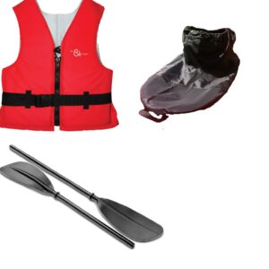 Basis kajaksæt med pagaj, kajakvest og spray deck