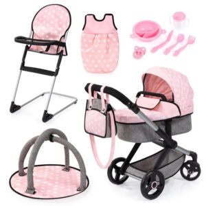 Bayer Design Doll's Pram Xeo Deluxe Set - Grey/Pink (17030AB)