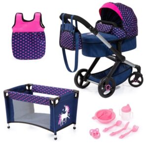 Bayer Design Doll's Pram Xeo Mega Set - Navy (17054AB)