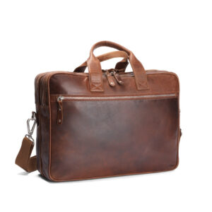 Carlo Cab Florens Computertaske med dobbeltrum Cognac