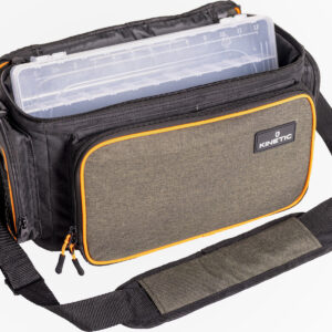 Fisketaske med grejboks 46x22x20 cm.