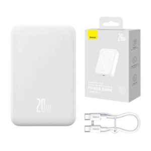 Baseus Powerbank Magnetic Mini 20000mAh 20W MagSafe (white) Powerbank - Hvid - 20000 mAh