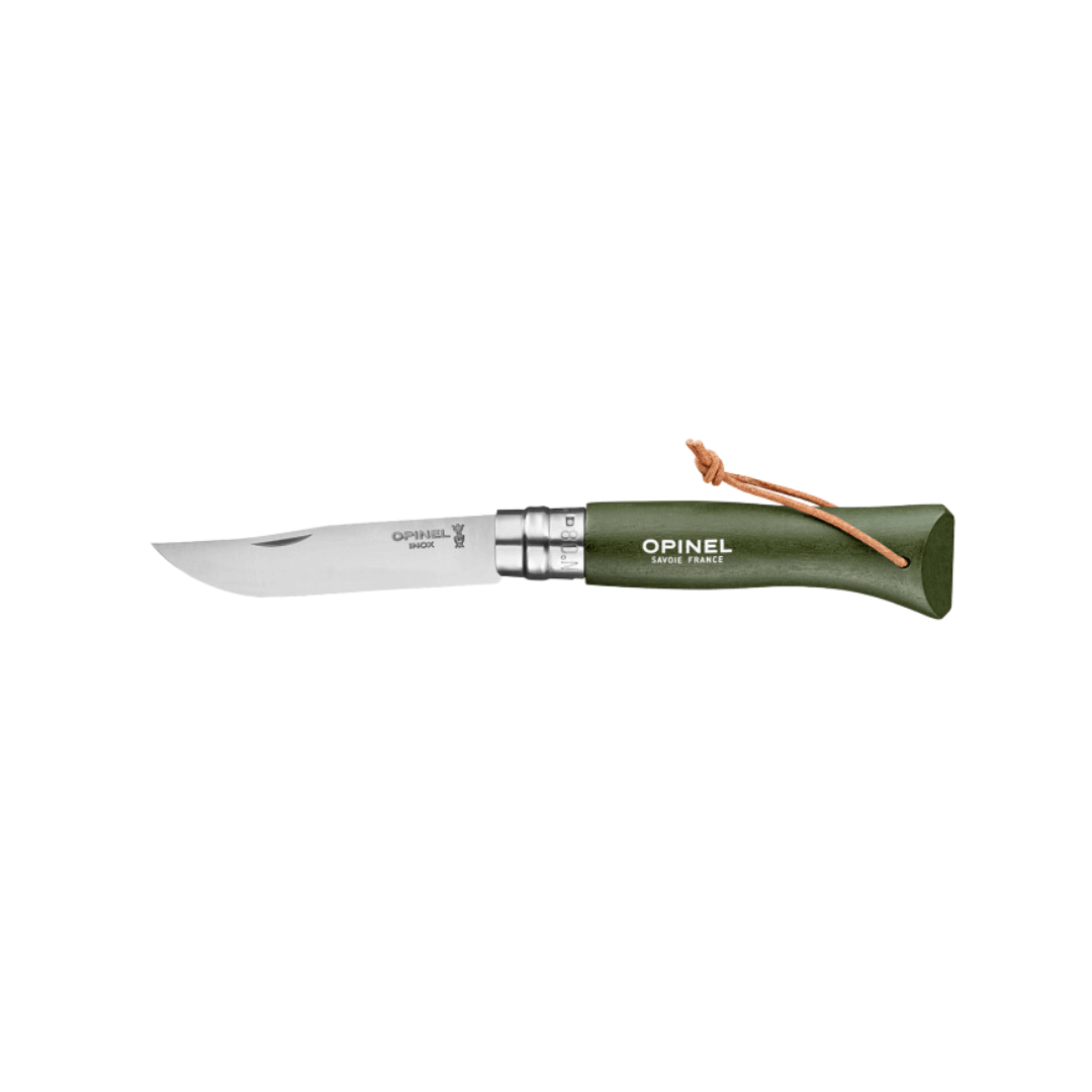 Foldekniv - Opinel No 8 Trekking - 8,5 cm - Khaki -Rustfrit stål