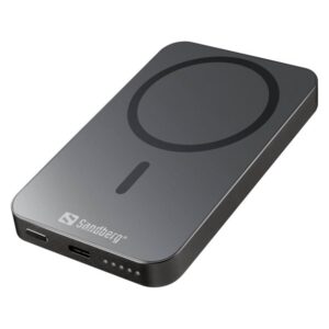 Sandberg Mag Wireless Powerbank 5000 ALU Powerbank - Grå - 5000 mAh