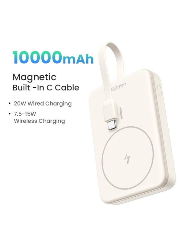 UGREEN 10000mah Magnetic Wireless Power Bank Powerbank - Beige - 10000 mAh